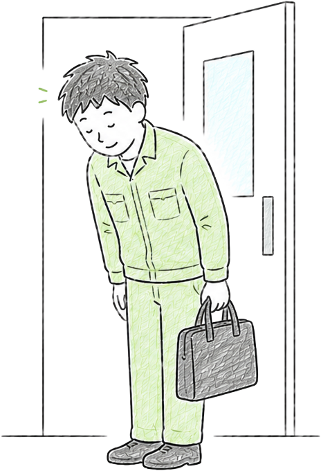 退勤するスタッフ